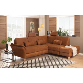 Home Affaire Ecksofa HOME AFFAIRE "Palace L-Form", braun (cognac), B:259cm H:89cm T:225cm, Struktur fein (100% Polyester);Struktur (100% Polyester);Luxus-Microfaser Lederoptik (100% Polyester), Sofas, Ecksofa, incl.
