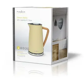 Nedis Wasserkocher - 1.7 l - Soft-Touch - Gelb - Um 360 Grad drehbar - Verdecktes Heizelement - Strix Controller - Boil-dry protection