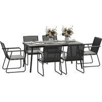 Outsunny Sitzgruppe 7-teilig Metall Essgruppe für 6 Personen Esstisch