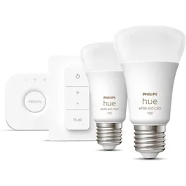Philips Hue White & Col. Amb. E27 2er inkl. Dimmer Switch 75W Starter Set warmweiß