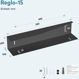 doporro Duschablage ohne Bohren 50 cm, Duschregal Schwarz Montage zum Kleben oder Bohren, rostfreier Badezimmer Organizer mit großer Kapazität, Shampoo Halterung für Dusche, Badewanne & Küche, Reglo-15