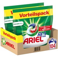 Ariel Waschmittel PODS All-in-1, Universal+ Waschmittel, 104 Waschladungen, Fleck-Weg-Power Beim 1. Waschen