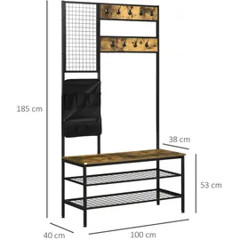 Homcom Garderobenständer mit Sitzbank 100 x 40 x 185 cm Braun