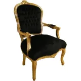 Casa Padrino Barock Salon Stuhl Schwarz / Gold - Antik Stil Möbel - Schwarz