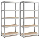 Songmics Lagerregal Stahl 40 x 90 x 180 cm silbern 2er Set 5 Ablagen