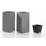 POWERTEC Garden Rattan Quader 31 x 31 x 65 cm Grau