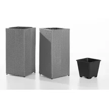 POWERTEC Garden Rattan Quader 31 x 31 x 65 cm Grau