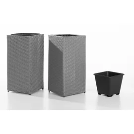 POWERTEC Garden Rattan Quader 31 x 31 x 65 cm Grau