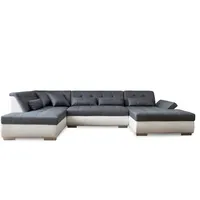 Lisa Design VERMONT, Wohnlandschaft 7-Sitzer Ecksofa in U-Form, XXL, links , Weiß und Grau - Grau/Weiß