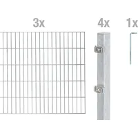 GAH Alberts Alberts Doppelstabmattenzaun als 8 tlg. Zaun-Komplettset | verschiedene Längen und Höhen | feuerverzinkt | Höhe 200 cm, Länge 6 m