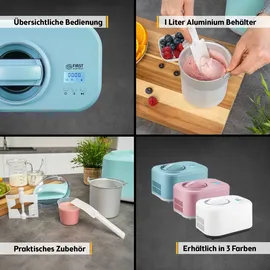 First Austria TZS First Austria Eismaschine mit Kompressor 1L, Joghurtbereiter, Ice Cream Maker, Joghurtmaschine, Eisbehälter, Display, selbstkühlend, inkl. Me... - Türkis