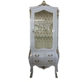 Casa Padrino Barock Vitrine Weiß/Gold / Vitrinenschrank - Wohnzimmerschrank Glasvitrine