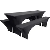 Beautissu Victoria Biertischhusse 70cm Stretch Schwarz, 3tlg