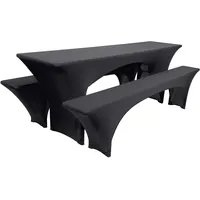 Beautissu Victoria Biertischhusse 70cm Stretch Schwarz, 3tlg