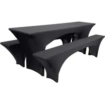 Beautissu Victoria Biertischhusse 70cm Stretch Schwarz, 3tlg