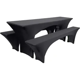 Beautissu Victoria Biertischhusse 70cm Stretch Schwarz, 3tlg