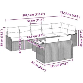 vidaXL Garten-Lounge-Set 9-tlg. schwarz