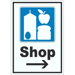 Shop Aufkleber mit Pfeil rechts A0 (841x1189mm)