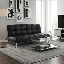 Mendler Sofa HWC-K21, Klappsofa Couch Schlafsofa, Nosagfederung Schlaffunktion Liegefläche 181x107cm ~ Kunstleder, schwarz