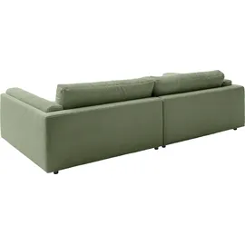 Candy Big-Sofa 3C CANDY "Karalis mit extra großer Sitztiefe, elegantes Mega Sofa zum Relaxen", grün (oliv), B:294cm H:85cm T:150cm, 88% Polyester, 12% Polyacryl, Sofas, Big-Sofa, auch in Cord- oder Leder-Bezug, lose Kissen, loungige Bequemlichkeit