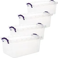 Centi Stapelbare Aufbewahrungsboxen mit Deckel und Griff, 4er Set,