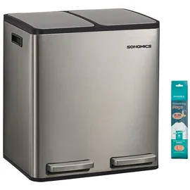 Songmics Mülleimer 15 l Grau/Silberfarben