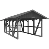 SKANHOLZ Skan Holz Carport Schwarzwald m. Dachschalung u. Rückwand 424 x 772 cm Grau