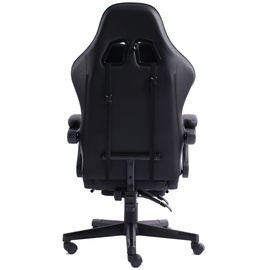 Trisens Gaming Chair im Racing-Design mit flexiblen gepolsterten Armlehnen - ergonomischer PC Gaming Stuhl in Lederoptik - Gaming Schreibtischstuhl mit ausziehbarer Fußstütze und extra Stützkissen