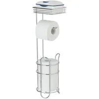 Wenko Toilettenpapierhalter stehend, mit Ablage, Chrom, mit Ersatzrollenhalter
