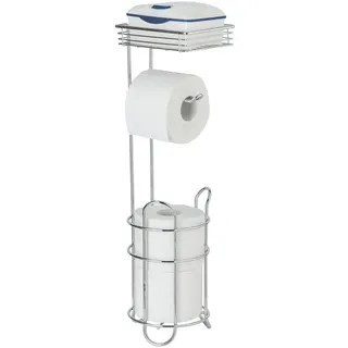 Wenko Toilettenpapierhalter stehend, mit Ablage, Chrom, mit Ersatzrollenhalter