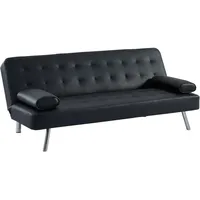 Vente-unique - Schlafsofa Klappsofa - Kunstleder - Schwarz - Michelle II