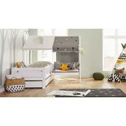 LIFETIME Bett & Sofa Ferienhaus 90x200cm Massivholz Kiefer mit Rausfall-Schutz