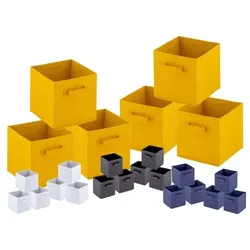 Amagohome Aufbewahrungsboxen 26x26x26 cm faltbar Faltbox 6er Pack Aufbewahrungskiste quadratisch : gelb