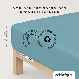 schlafgut Spannbettlaken Bio-Baumwolle-Jersey-Elasthan 180 x 200 - 200 x 220 cm blau