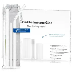 WISEFOOD 19 Halme + 4 Bürsten (1 Set) - Glas Trinkhalm Set: 19 Halme + 4 Bürsten