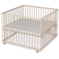 Sämann Babybett Laufgitter 100x100 cm Matratze Basic natur Premium Kollektion, stufenlos höhenverstellbar beige