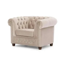 S-Style Chesterfield Sessel Cleo Blink Samt 104 x 72 x 0 cm Beige