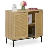 Relaxdays Sideboard 2 Rattan-Türen 0 x 0 x 0 cm Hellbraun/Schwarz