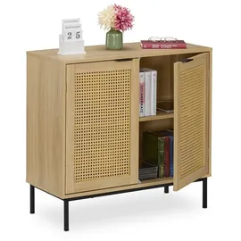 Relaxdays Sideboard 2 Rattan-Türen 0 x 0 x 0 cm Schwarz/Bronze