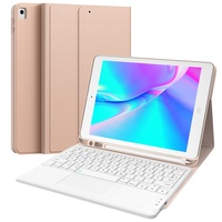 Earto iPad 9 Generation Hülle mit Tastatur, iPad 10.2 Tastatur 8. Generation mit Touchpad, 2 BT Kanäles, Abnehmbare Kabellose QWERTZ-Tastatur für iPad 9/8/7. Gen, iPad Air 3, iPad Pro 10,5, Rosé
