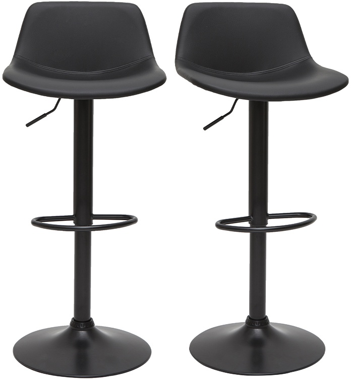 Tabourets de bar relevables polyuréthane et métal noir (lot de 2) NONIE