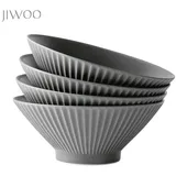 JIWOO Ramen Schüssel Set 4-teilig Suppenteller Ø 20cm Tiefe Teller Set Keramik Bowl Schüssel mikrowellen spülmaschinengeeignet, Japanische Suppenschale für Ramen Suppe Salat Spaghetti