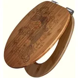 Banjado WC Sitz Bambus Holz Mit Gravur Toilettendeckel Mit Absenkautomatik Klodeckel WC-Sitz Soft Close Mit Motiv Koi
