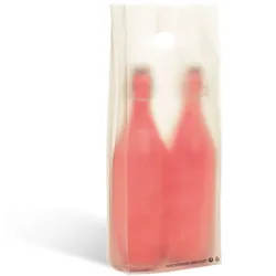 Tasche 2 Plastikflaschen gefrostet ausgeschnittene Griffe 16+ 4/4 x 46 cm pro 1000 - Gimex