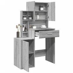 Schminktisch mit Schrank Grau Sonoma-Eiche 80x35x132 cm