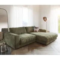 DeLife Ecksofa Cubico 250x190 Samt Olive Recamiere rechts - Grün