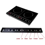 Topmatic Doppel-Induktionskochfeld Kochplatten 2000W + 1400W schwarz Induktionskochplatten