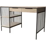 DeLife Schreibtisch Libor 120x60 cm Mango White Wash Metall Schwarz 2 Schubladen
