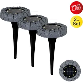 NÄVE Solarleuchte Kunststoff Ø 12 cm x 12,5 cm 3er Set grau