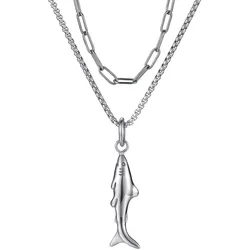 Firetti Kette mit Anhänger »Schmuck Geschenk Edelstahl Halsschmuck Halskette Haifisch«, (Set, 1 tlg.) Firetti edelstahlfarben